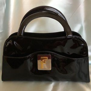 Authentic FENDI Patent Black Top Handle Bag
